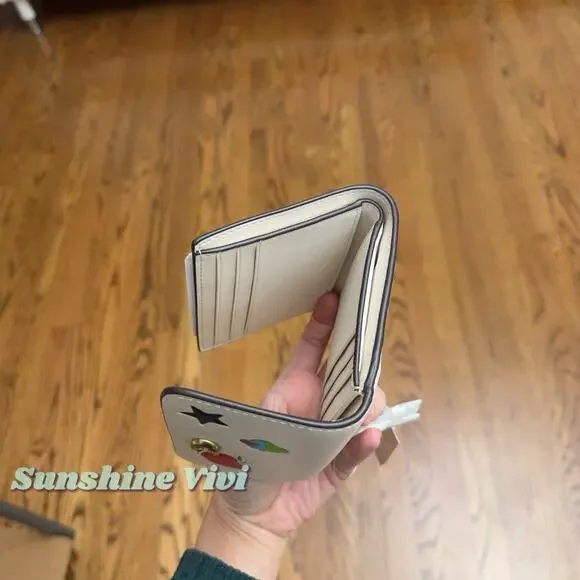 NWT COACH Mila Small Flap Wallet With Sticker Print Chalk CCD00 - Picture 8 of 10